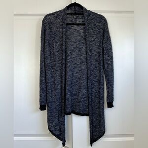 Eileen Fisher Navy & Gray Marled Open Drape Cardigan